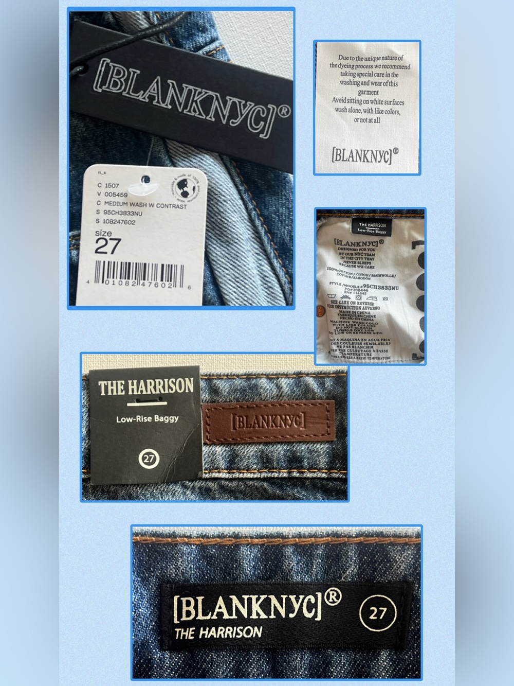 NWT Blanknyc The Harrison Low Rise Baggy Ankle Tie Jeans 27 Midnight Contrast - Picture 16 of 17